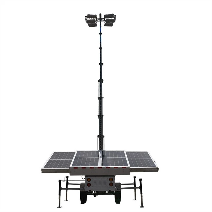 Mobile Solar Lights Trailer With LED Lights