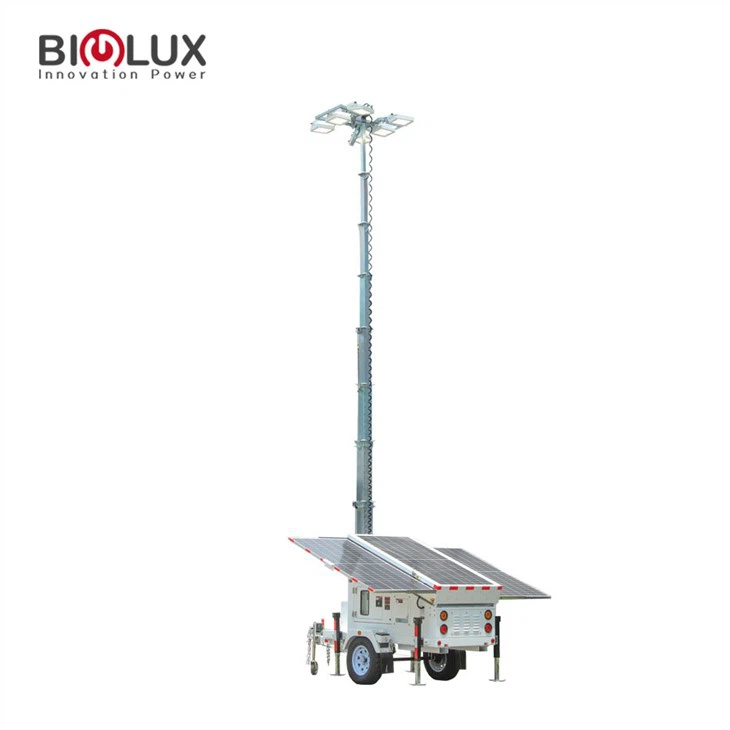 Обертайте світлодіодне світло на 360 градусів із мобільним сонячним причепом